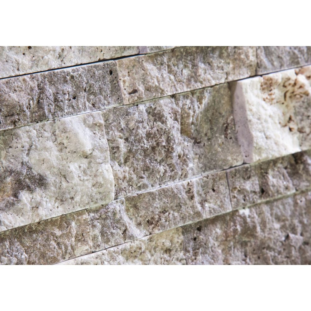 6 x 24 Tumbled Silver Travertine Ledger Panel - Tilephile