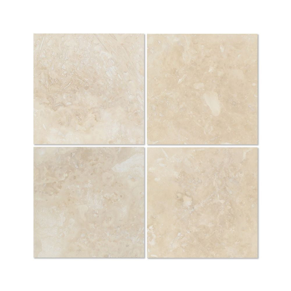 6 x 6 Honed Ivory Travertine Tile - Tilephile