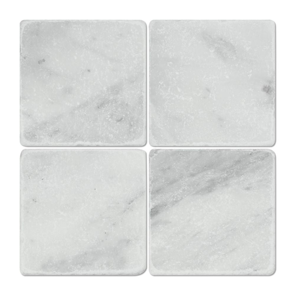 6 x 6 Tumbled Bianco Mare Marble Tile - Tilephile