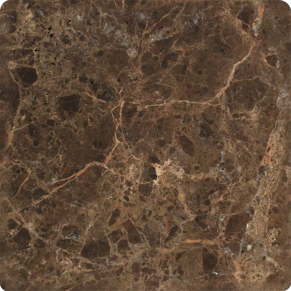 6 x 6 Tumbled Emperador Dark Marble Tile Sample - Tilephile