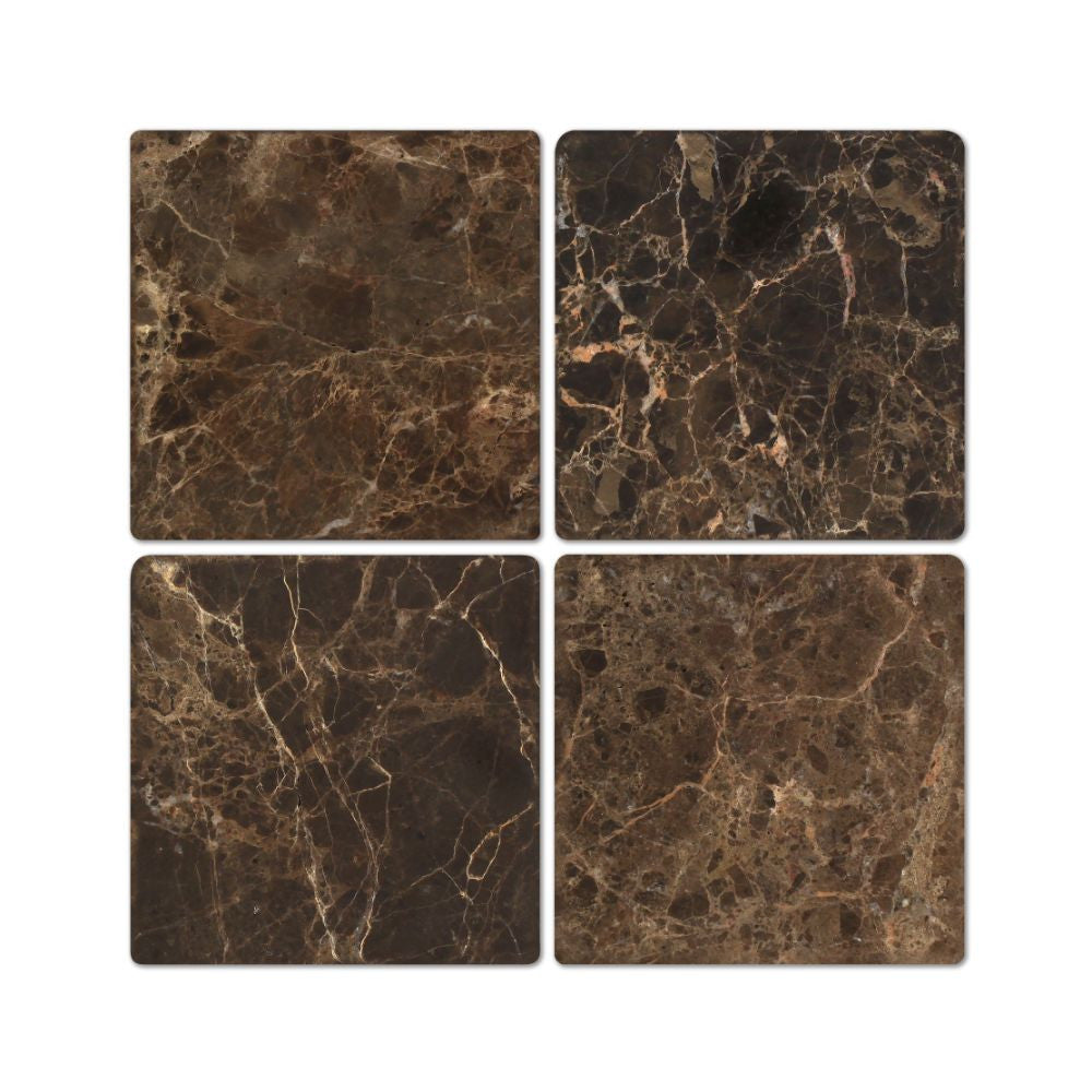 6 x 6 Tumbled Emperador Dark Marble Tile - Tilephile