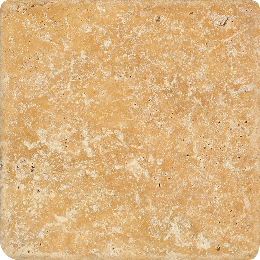 6 x 6 Tumbled Gold Travertine Travertine Tile - Tilephile