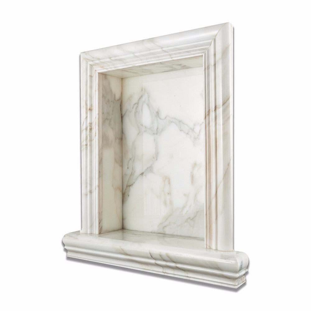 Calacatta Gold Marble Polished Hand-Made Custom Shampoo Niche / Shelf - Large - Tilephile