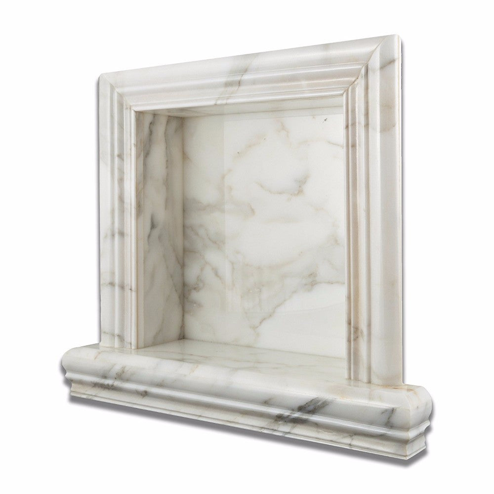 Calacatta Gold Marble Honed Hand-Made Custom Shampoo Niche / Shelf - Small - Tilephile
