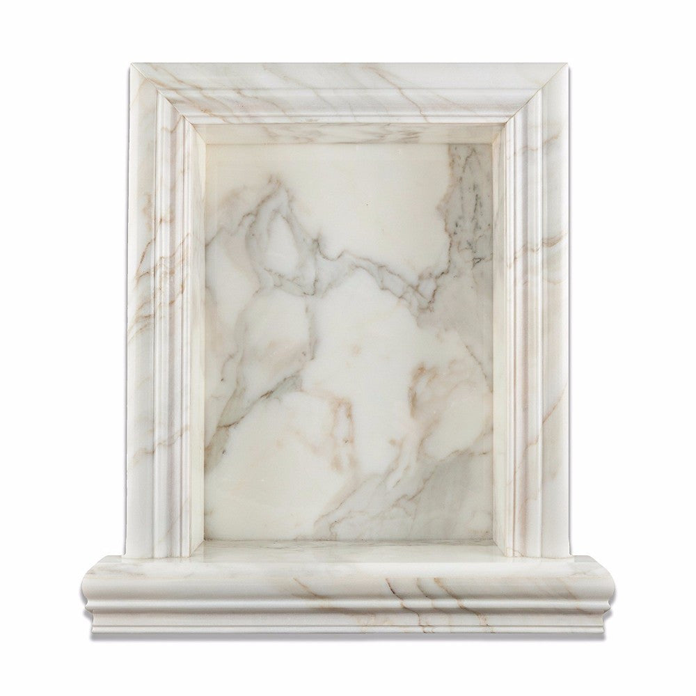 Calacatta Gold Marble Honed Hand-Made Custom Shampoo Niche / Shelf - Large - Tilephile