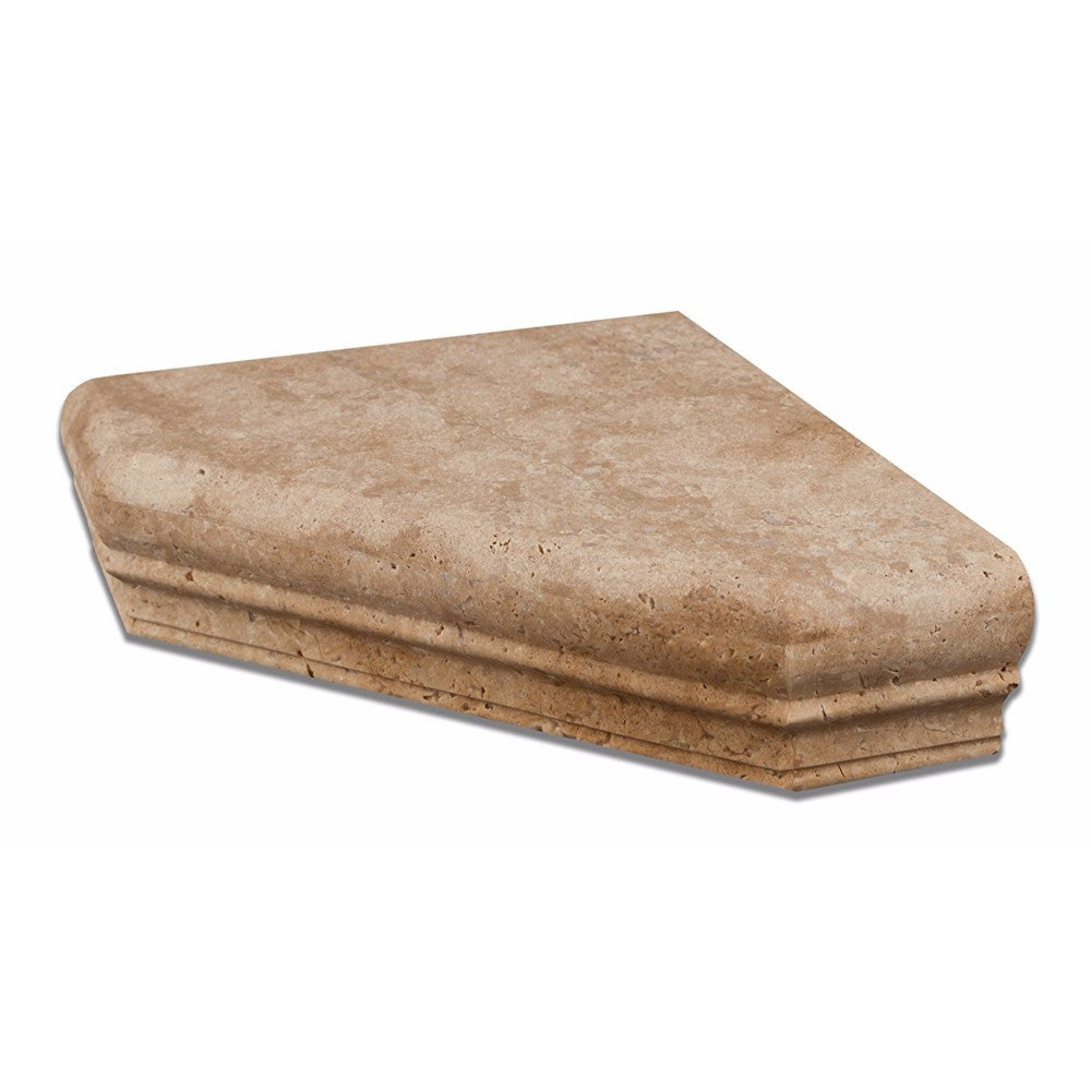 Walnut Travertine Honed Hand-Made Custom Shower Corner Shelf - Tilephile