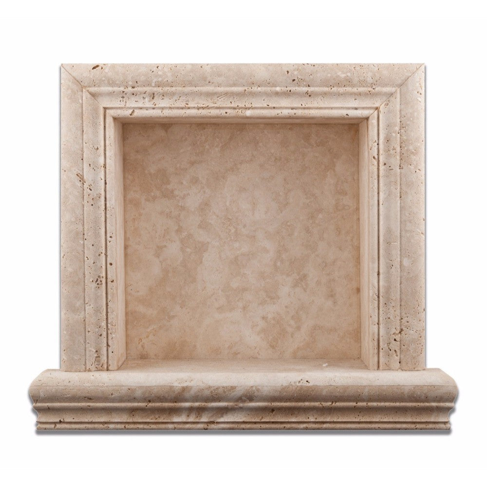 Ivory Travertine Honed Hand-Made Custom Shampoo Niche / Shelf - Small - Tilephile