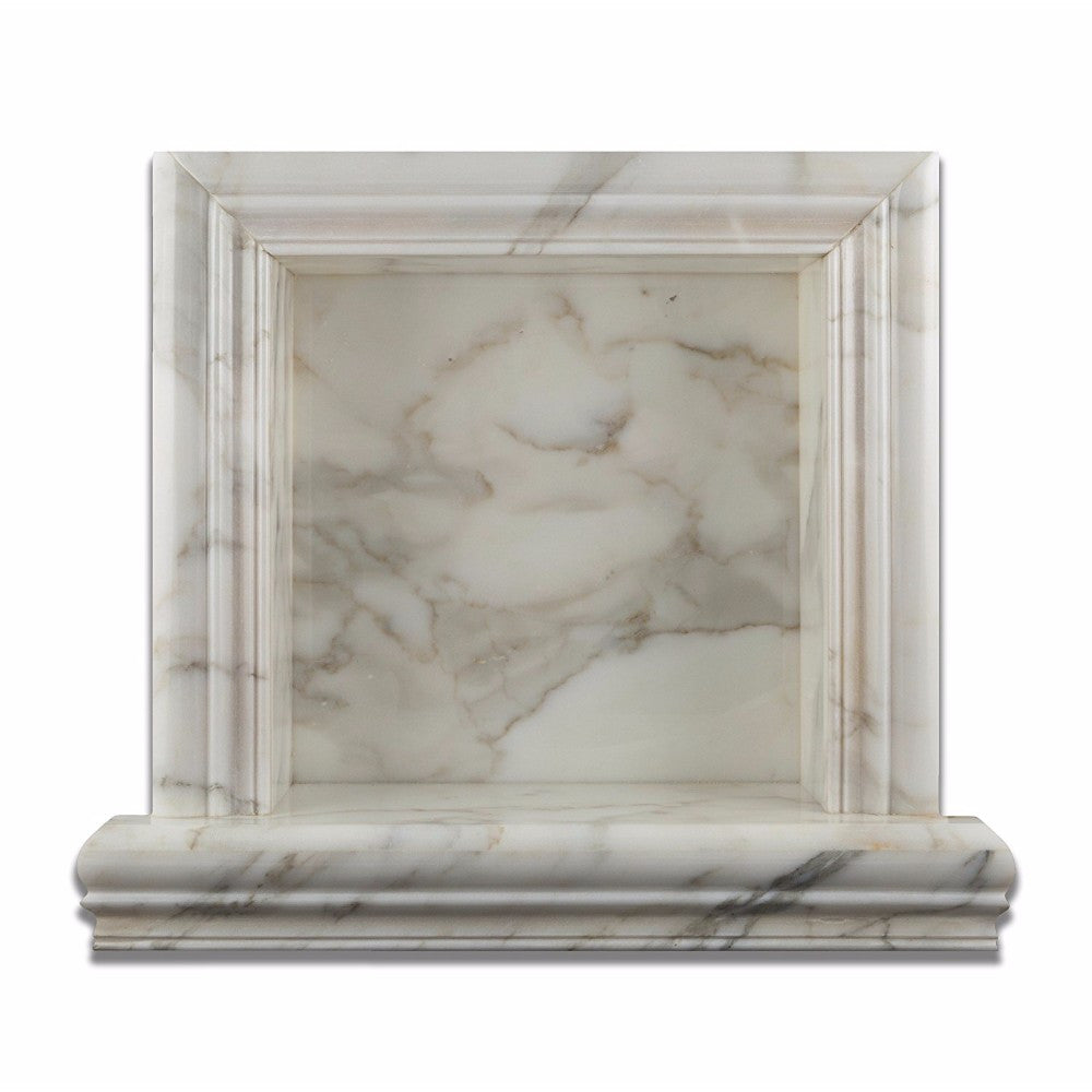 Calacatta Gold Marble Polished Hand-Made Custom Shampoo Niche / Shelf - Small - Tilephile