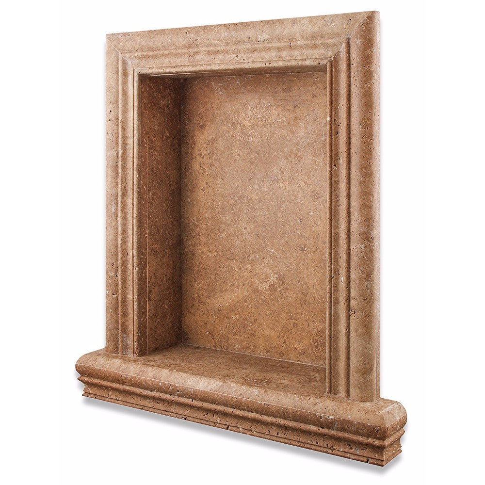 Noce Travertine Honed Hand-Made Custom Shampoo Niche / Shelf - Large - Tilephile