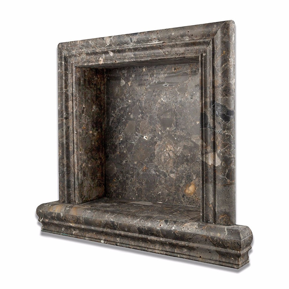 Grigio Verona Marble Honed Hand-Made Custom Shampoo Niche / Shelf - Small - Tilephile