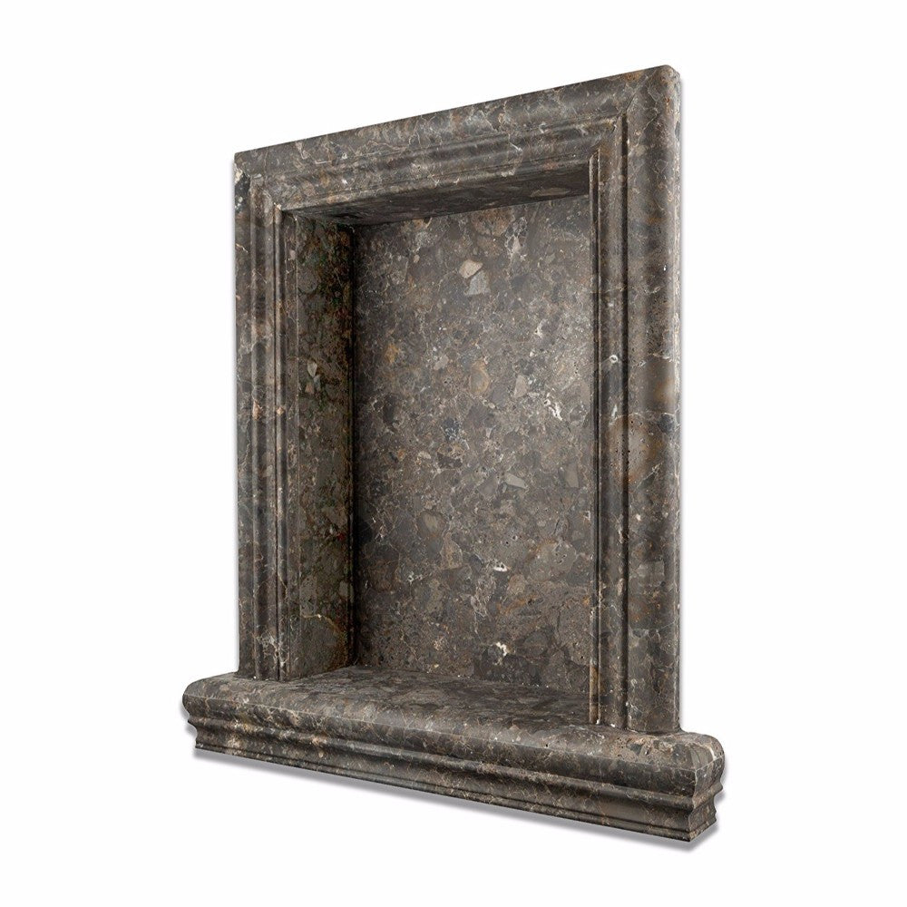 Grigio Verona Marble Honed Hand-Made Custom Shampoo Niche / Shelf - Large - Tilephile