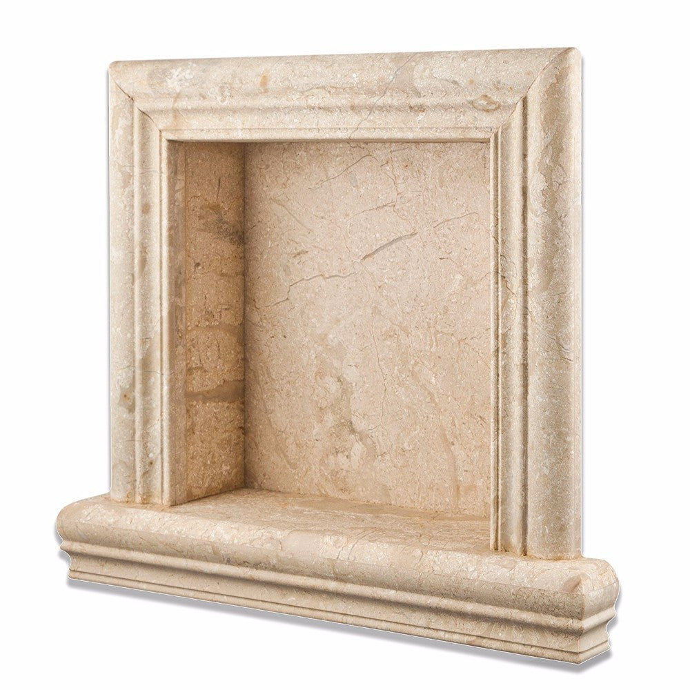 Golden Sands Marble Honed Hand-Made Custom Shampoo Niche / Shelf - Small - Tilephile