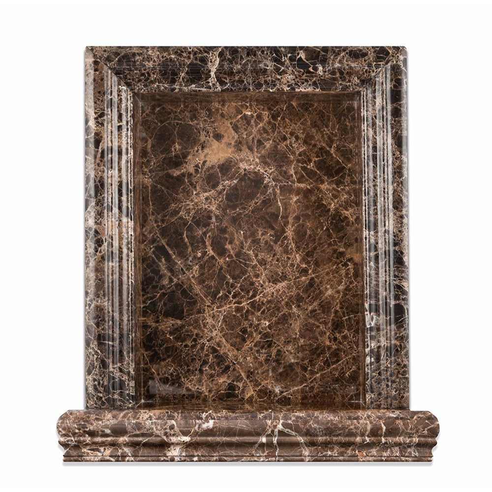 Emperador Dark Marble Polished Hand-Made Custom Shampoo Niche / Shelf - Large - Tilephile