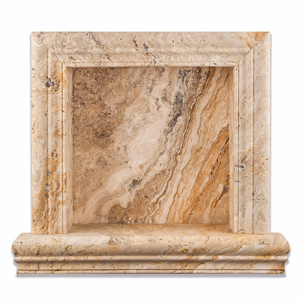 Valencia Travertine Honed Hand-Made Custom Shampoo Niche / Shelf - Small - Tilephile