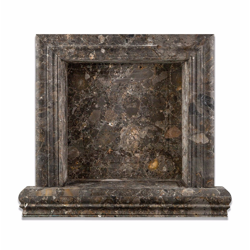 Grigio Verona Marble Honed Hand-Made Custom Shampoo Niche / Shelf - Small - Tilephile