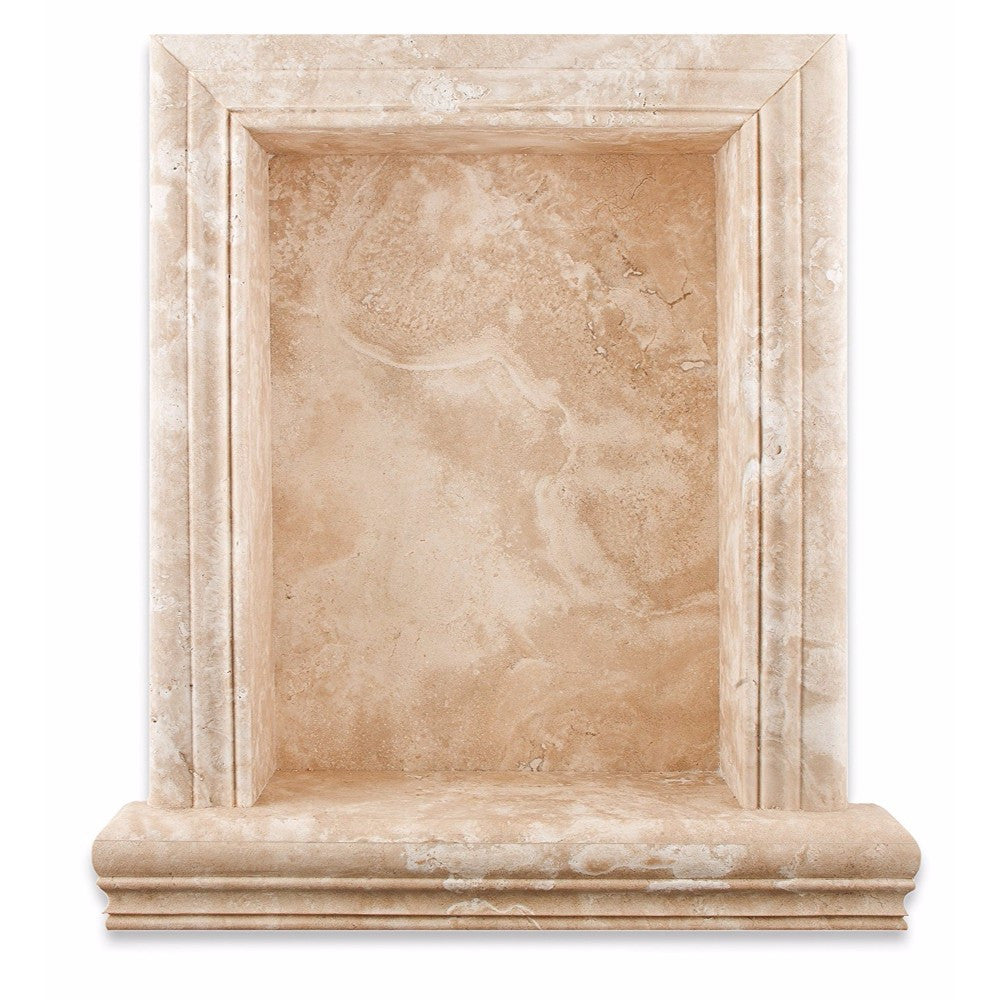 Durango Travertine Hand-Made Honed Custom Shampoo Niche / Shelf - Large - Tilephile