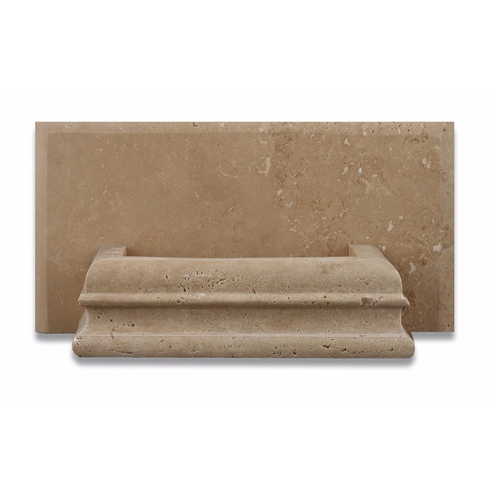 Light Walnut Travertine Honed Hand-Made Custom Soap Holder - Tilephile