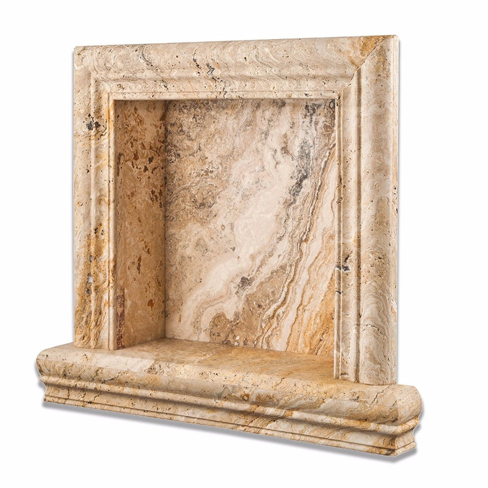 Valencia Travertine Honed Hand-Made Custom Shampoo Niche / Shelf - Small - Tilephile