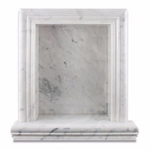 Bianco Carrara Marble Honed Hand-Made Custom Shampoo Niche / Shelf - Large - Tilephile