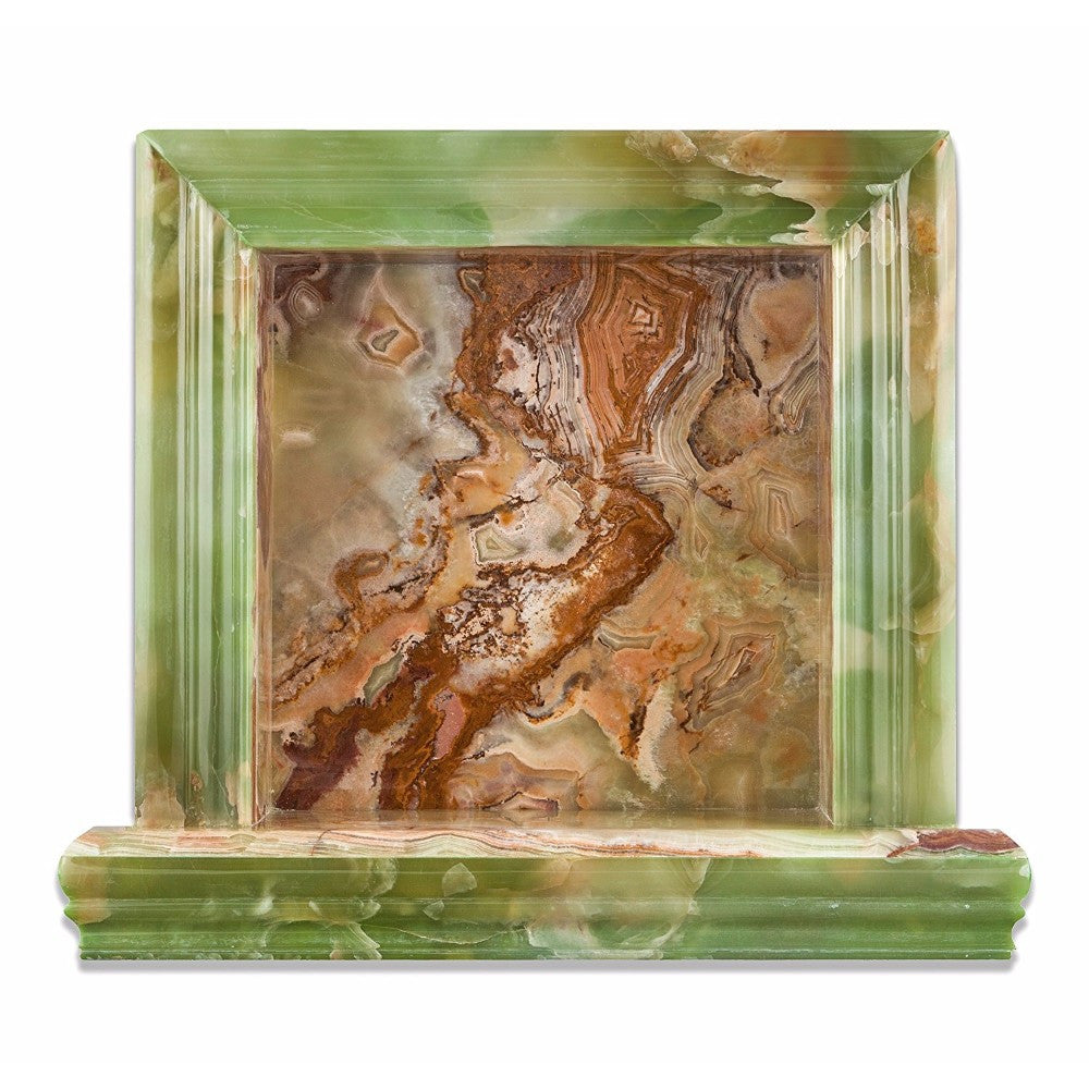 Green Onyx Polished Hand-Made Custom Shampoo Niche / Shelf - Small - Tilephile