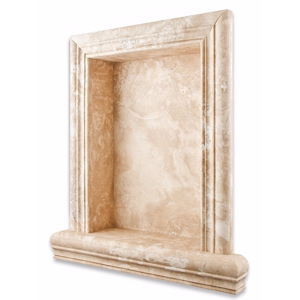 Durango Travertine Hand-Made Honed Custom Shampoo Niche / Shelf - Large - Tilephile