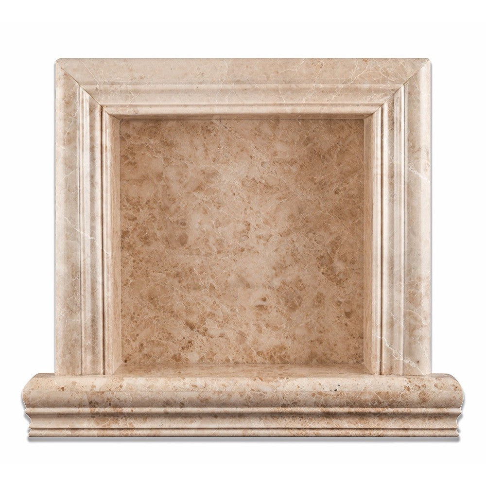 Cappuccino Marble Polished Hand-Made Custom Shampoo Niche / Shelf - Small - Tilephile