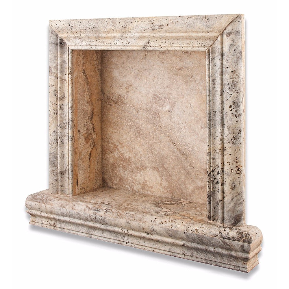 Philadelphia Travertine Honed Hand-Made Custom Shampoo Niche / Shelf - Small - Tilephile