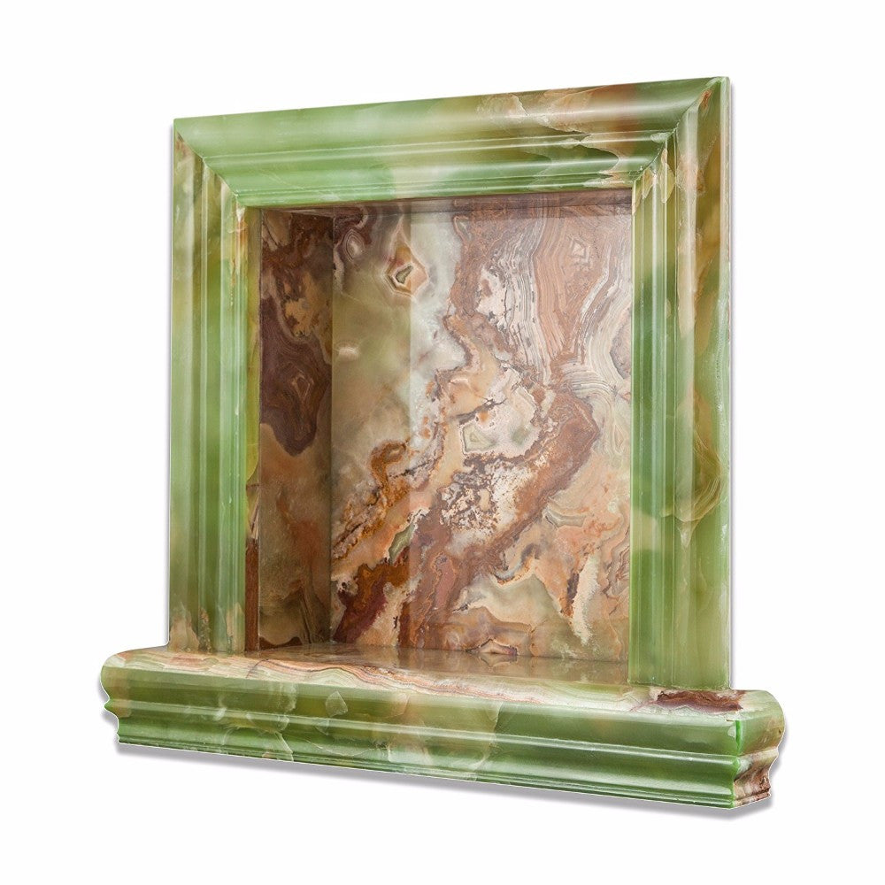 Green Onyx Polished Hand-Made Custom Shampoo Niche / Shelf - Small - Tilephile