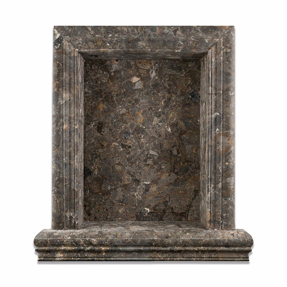 Grigio Verona Marble Honed Hand-Made Custom Shampoo Niche / Shelf - Large - Tilephile