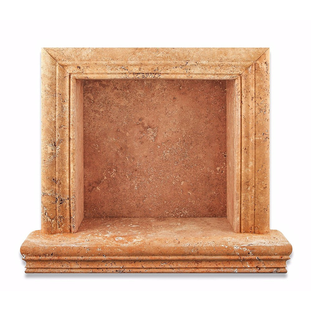 Gold Travertine Honed Hand-Made Custom Shampoo Niche / Shelf - Small - Tilephile