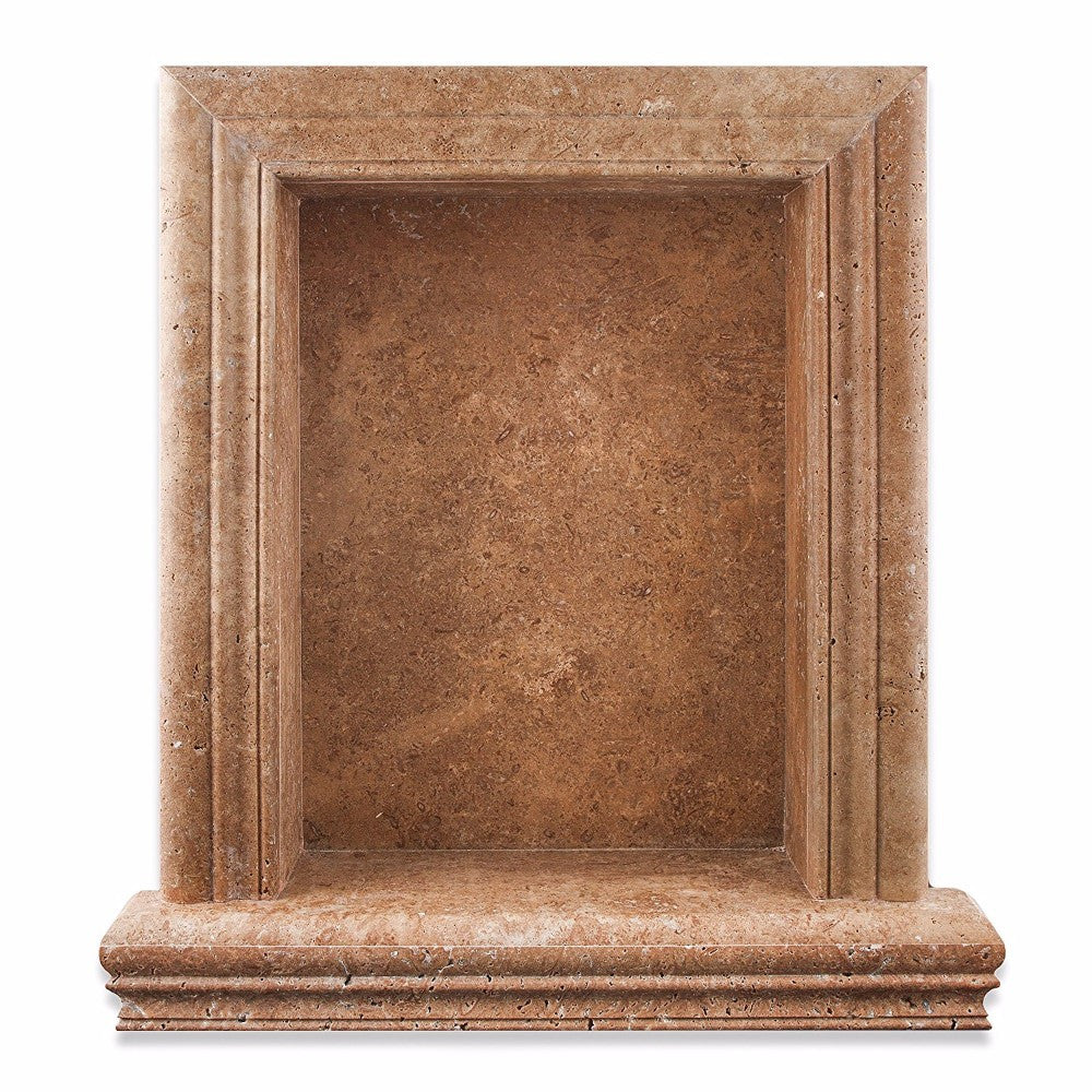 Noce Travertine Honed Hand-Made Custom Shampoo Niche / Shelf - Large - Tilephile