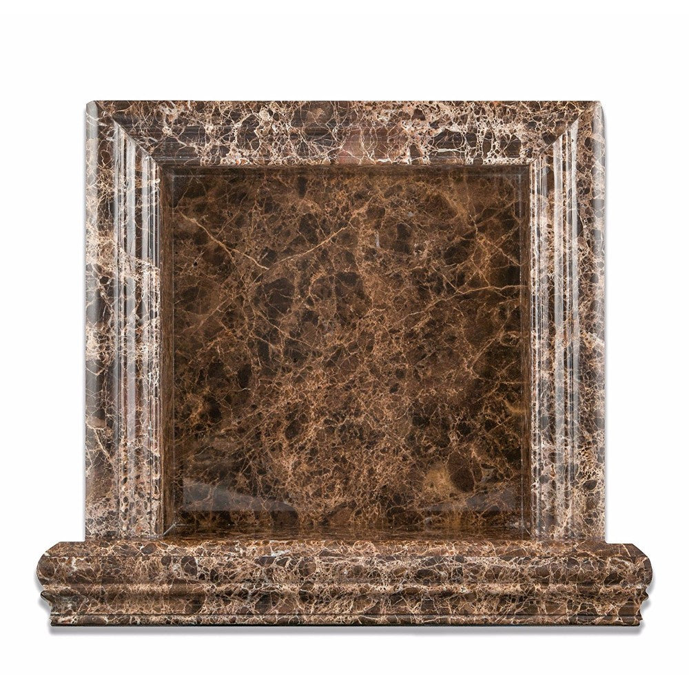 Emperador Dark Marble Polished Hand-Made Custom Shampoo Niche / Shelf - Small - Tilephile