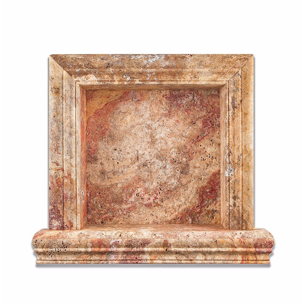Scabos Travertine Honed Hand-Made Custom Shampoo Niche / Shelf - Small - Tilephile