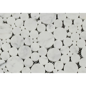 Bianco Carrara Honed Marble Bubbles Mosaic Tile - Tilephile