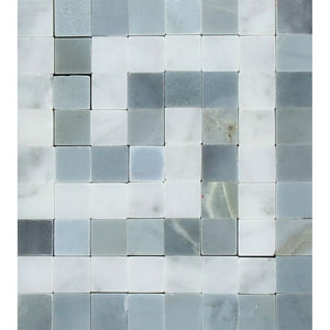 Bianco Carrara Honed Marble Greek Key Corner (Carrara w/ Blue-Gray) - Tilephile