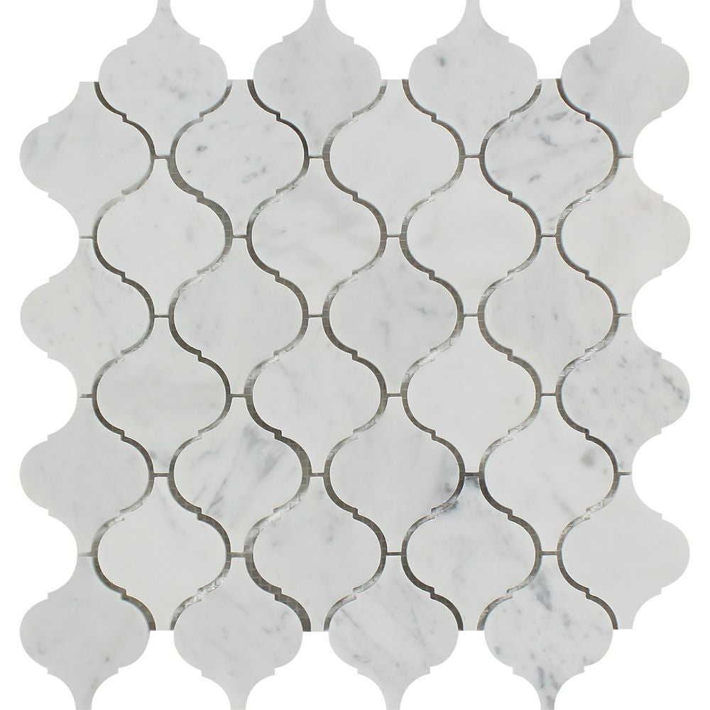 Bianco Carrara Honed Marble Lantern Mosaic Tile Sample - Tilephile