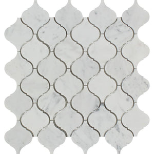 Bianco Carrara Honed Marble Lantern Mosaic Tile - Tilephile