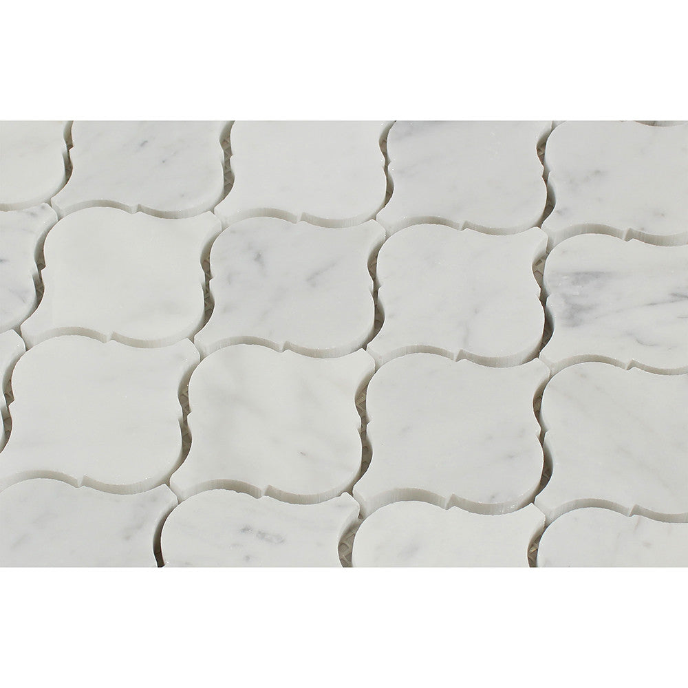 Bianco Carrara Honed Marble Lantern Mosaic Tile - Tilephile