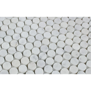 Bianco Carrara Honed Marble Penny Round Mosaic Tile - Tilephile