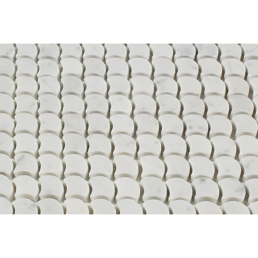 Bianco Carrara Honed Marble Raindrop Mosaic Tile - Tilephile