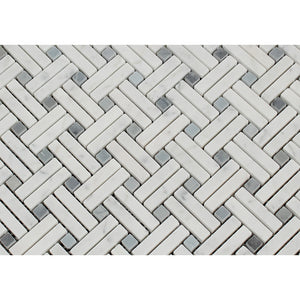 Bianco Carrara Honed Marble Stanza Mosaic Tile (w/ Blue-Gray Dots) - Tilephile