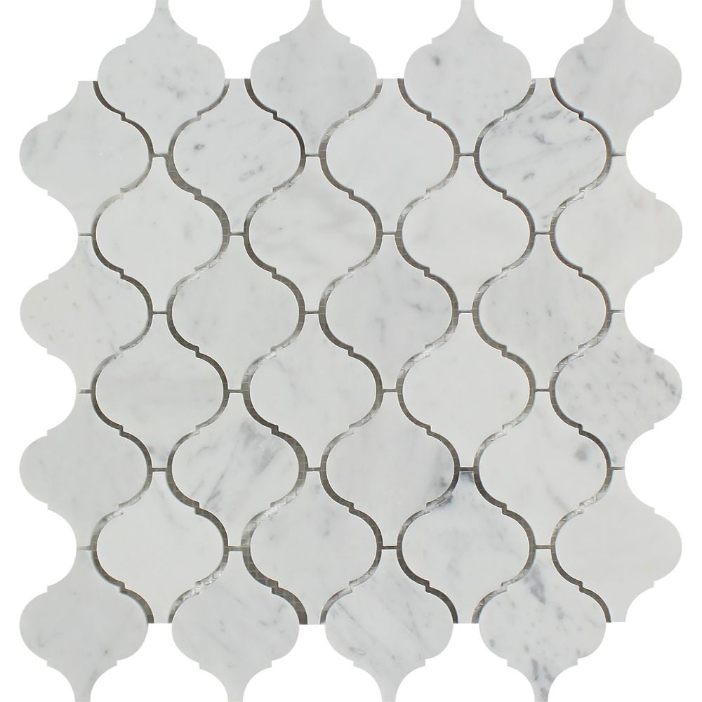 Bianco Carrara Polished Marble Lantern Mosaic Tile - Tilephile