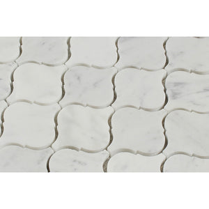 Bianco Carrara Polished Marble Lantern Mosaic Tile - Tilephile