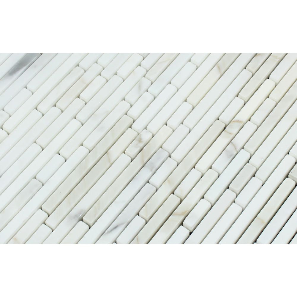 Calacatta Gold Honed Marble Bamboo Sticks Mosaic Tile - Tilephile