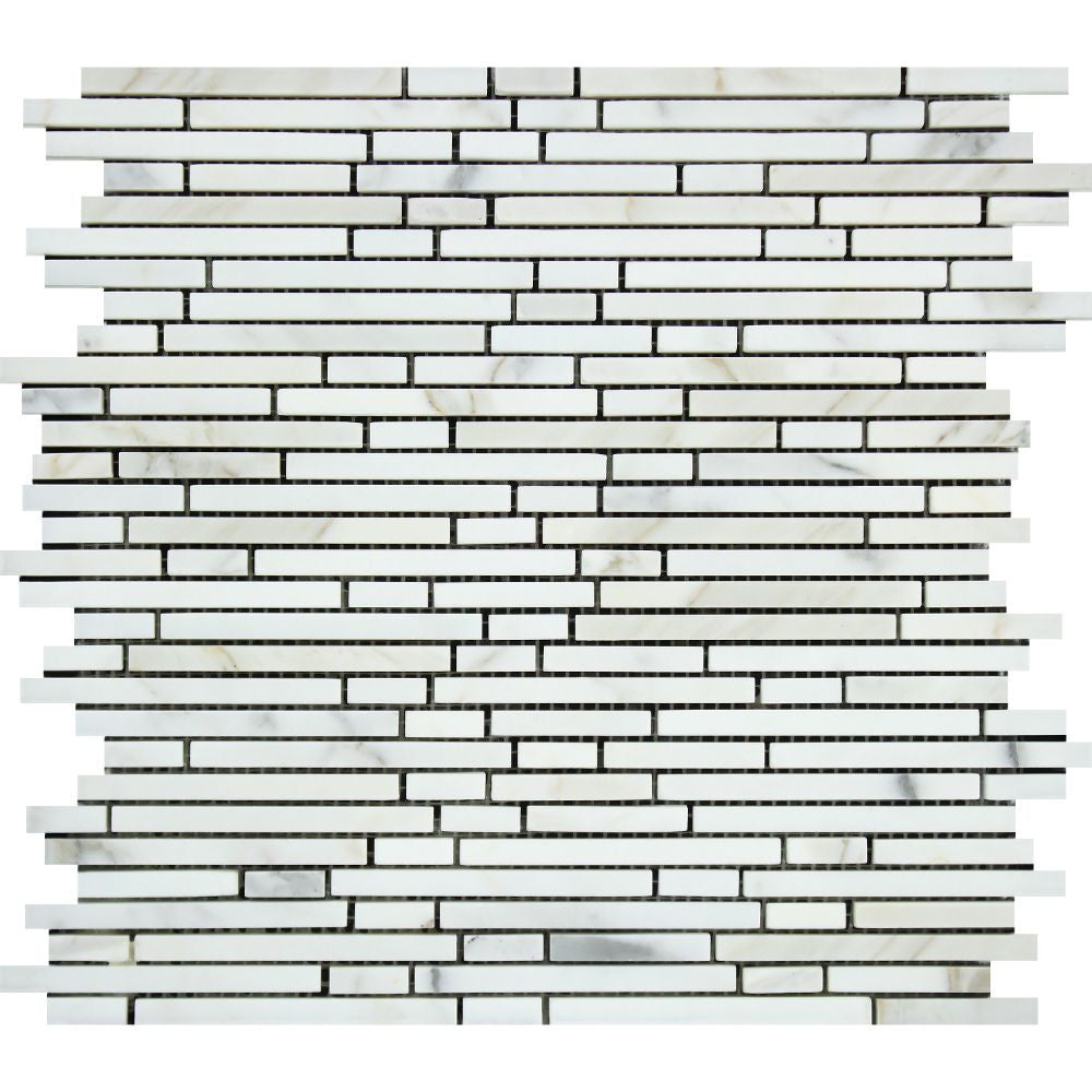 Calacatta Gold Honed Marble Bamboo Sticks Mosaic Tile - Tilephile