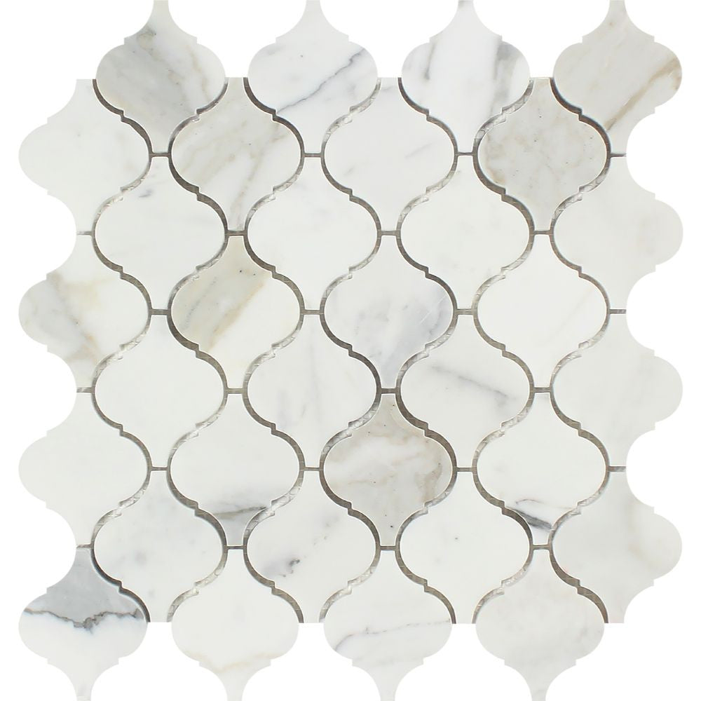 Calacatta Gold Honed Marble Lantern Mosaic Tile - Tilephile