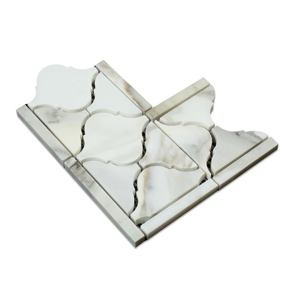 Calacatta Gold Polished Marble Lantern Corner - Tilephile