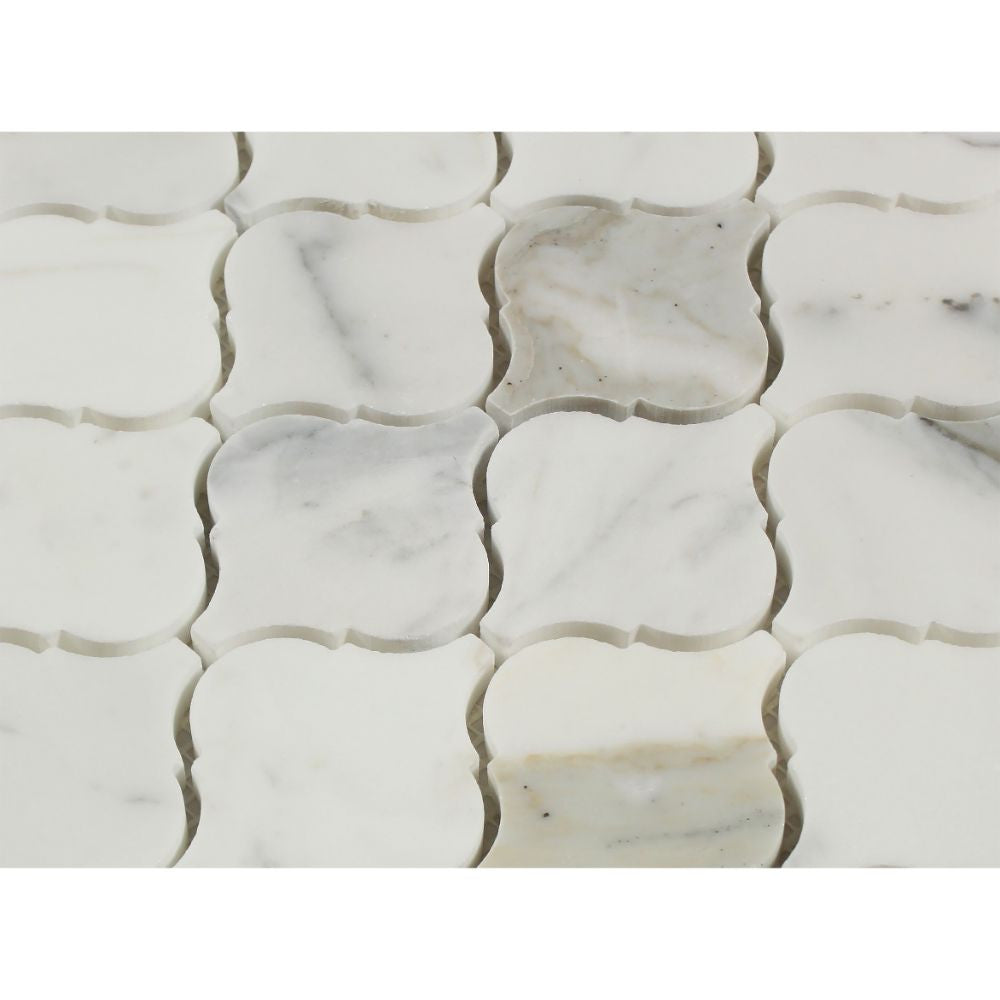 Calacatta Gold Polished Marble Lantern Mosaic Tile - Tilephile