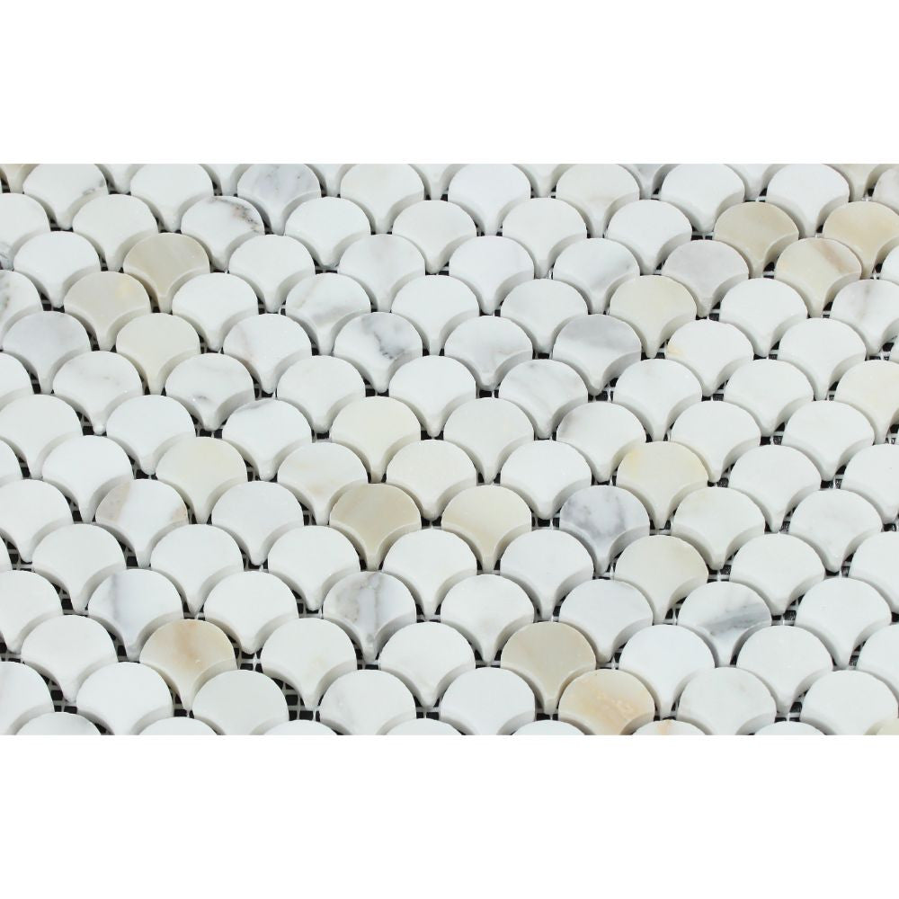 Calacatta Gold Polished Marble Raindrop Mosaic Tile - Tilephile