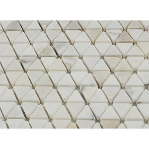 Calacatta Gold Tumbled Marble Triangle Mosaic Tile - Tilephile